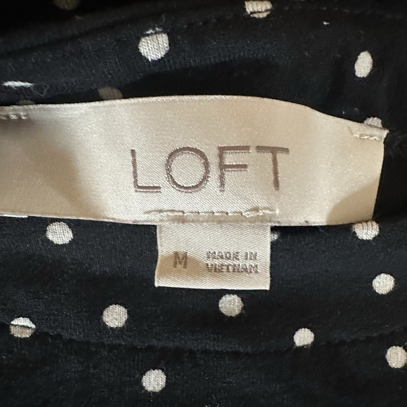 LOFT Polka Dot Swing Dress Black Short Sleeve Womens Medium - Picture 7 of 8